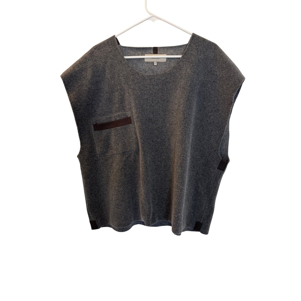 Henriette Steffensen Fleece Slip Over Vest Grey Boxy Recycled Blend Large